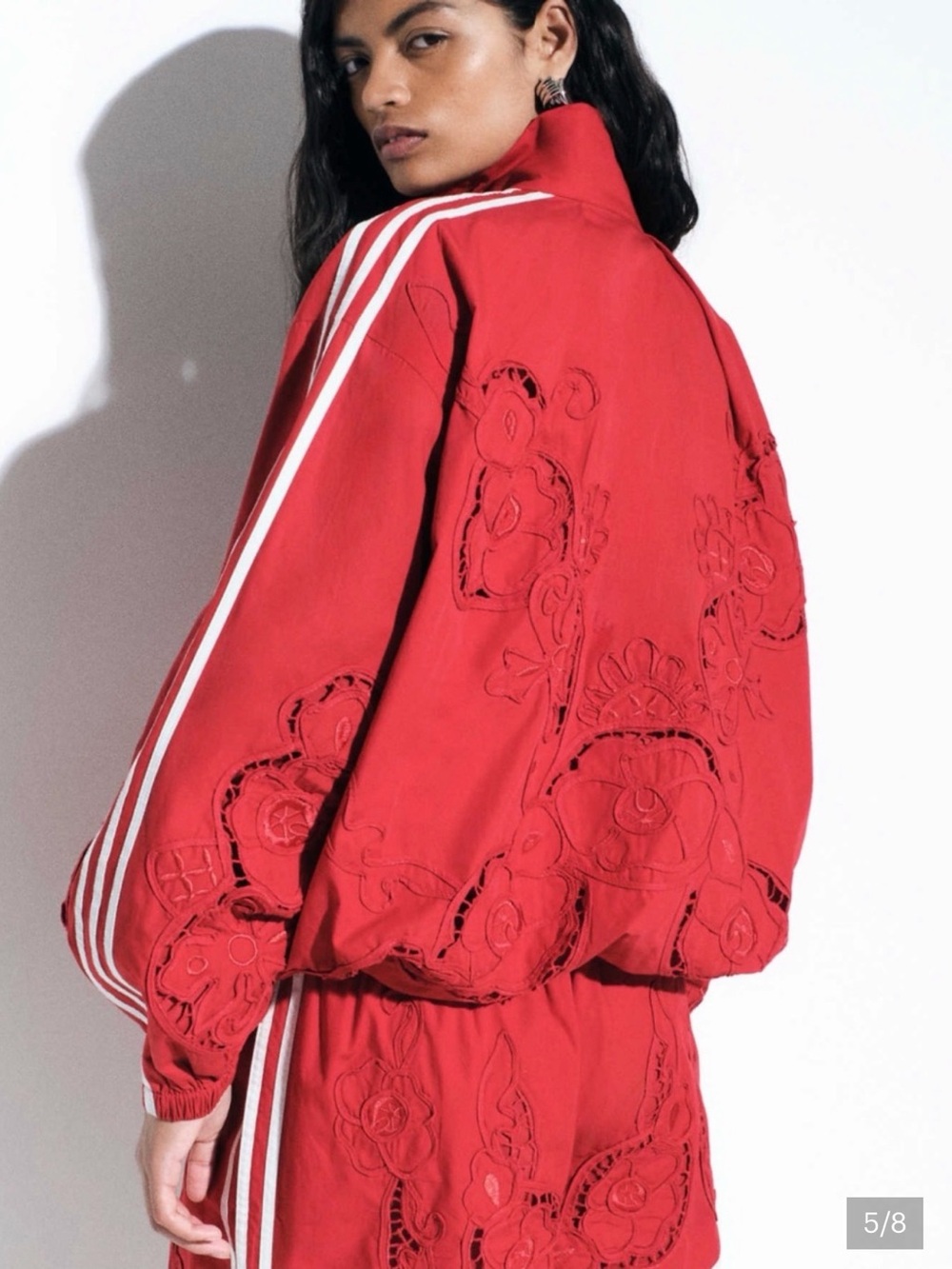 Adidas x ASOS Red Embroidered Bomber Jacket with Three-Stripes - Picture 2 of 2